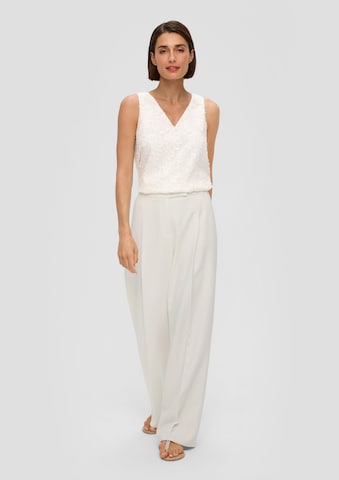 s.Oliver BLACK LABEL Wide leg Pleat-Front Pants in White: front