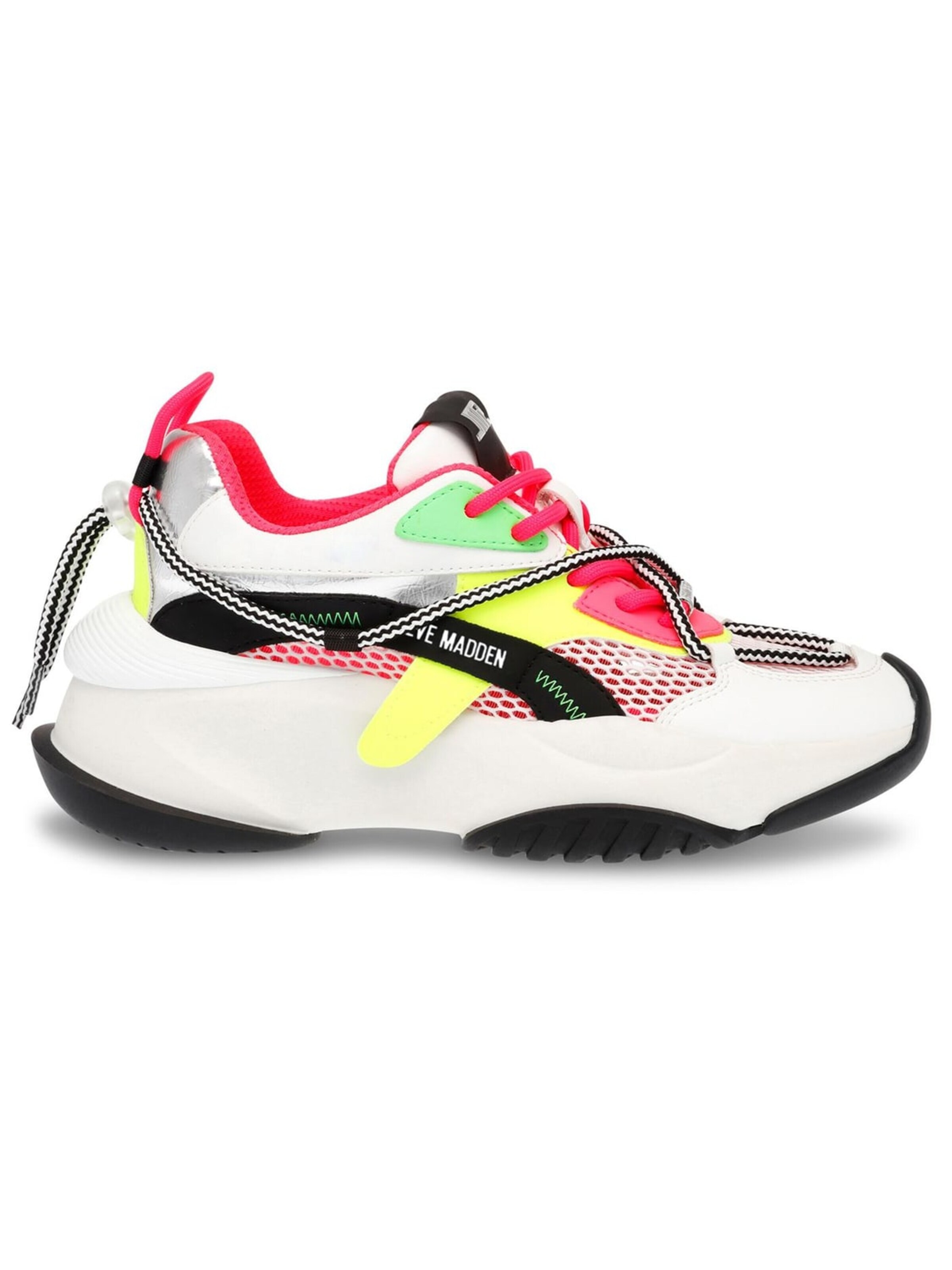 STEVE MADDEN Snøresko 'W' Bonanza Black / Fuchsia PU + Mesh Shoes' i blandingsfarvet
