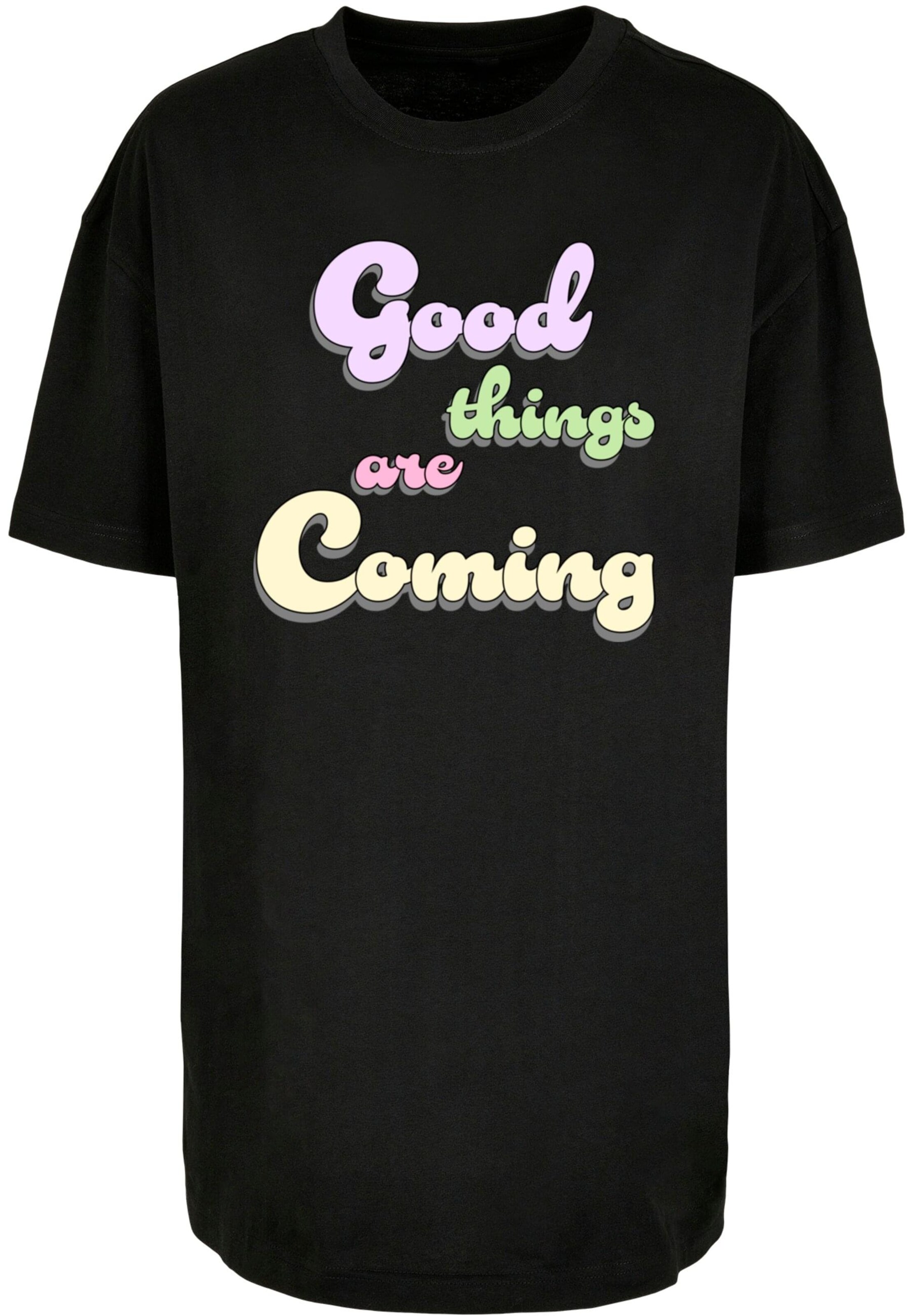 Merchcode T-Shirt 'Good Things' in Schwarz: Vorderseite