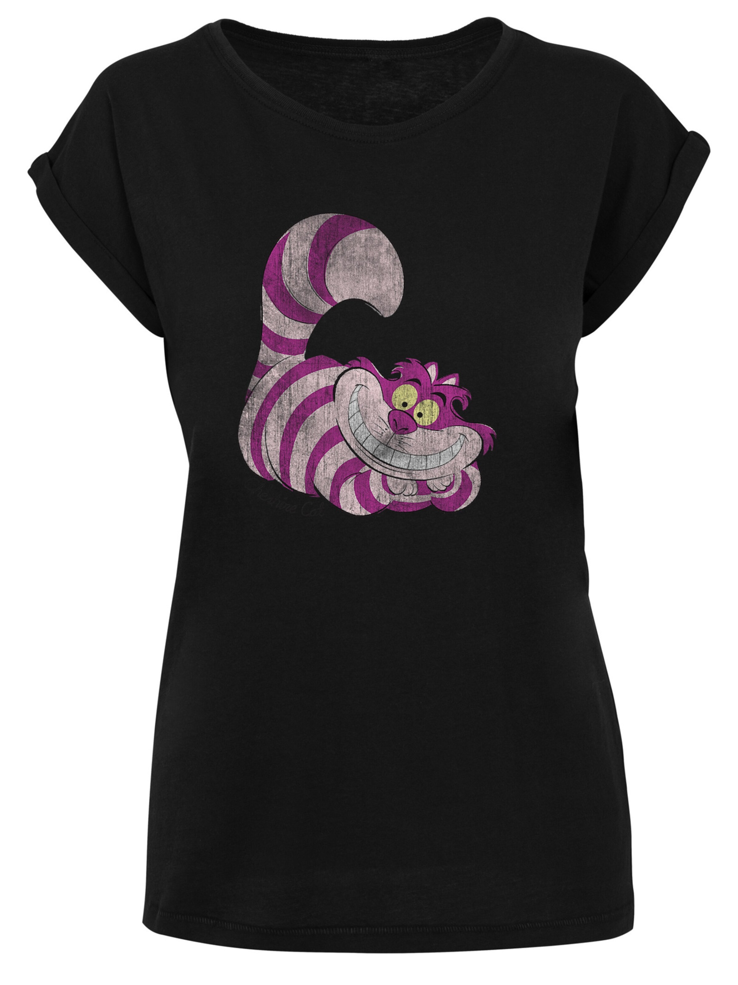 T-shirt 'Disney Alice im Wunderland Cheshire Cat' F4NT4STIC en noir : devant