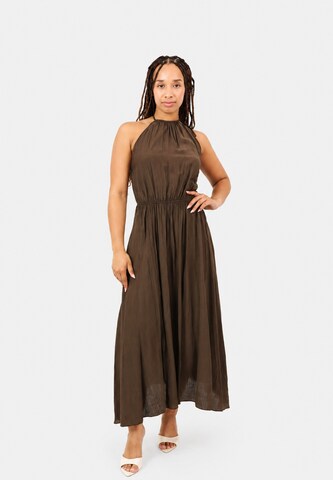Elara Dress in Brown: front