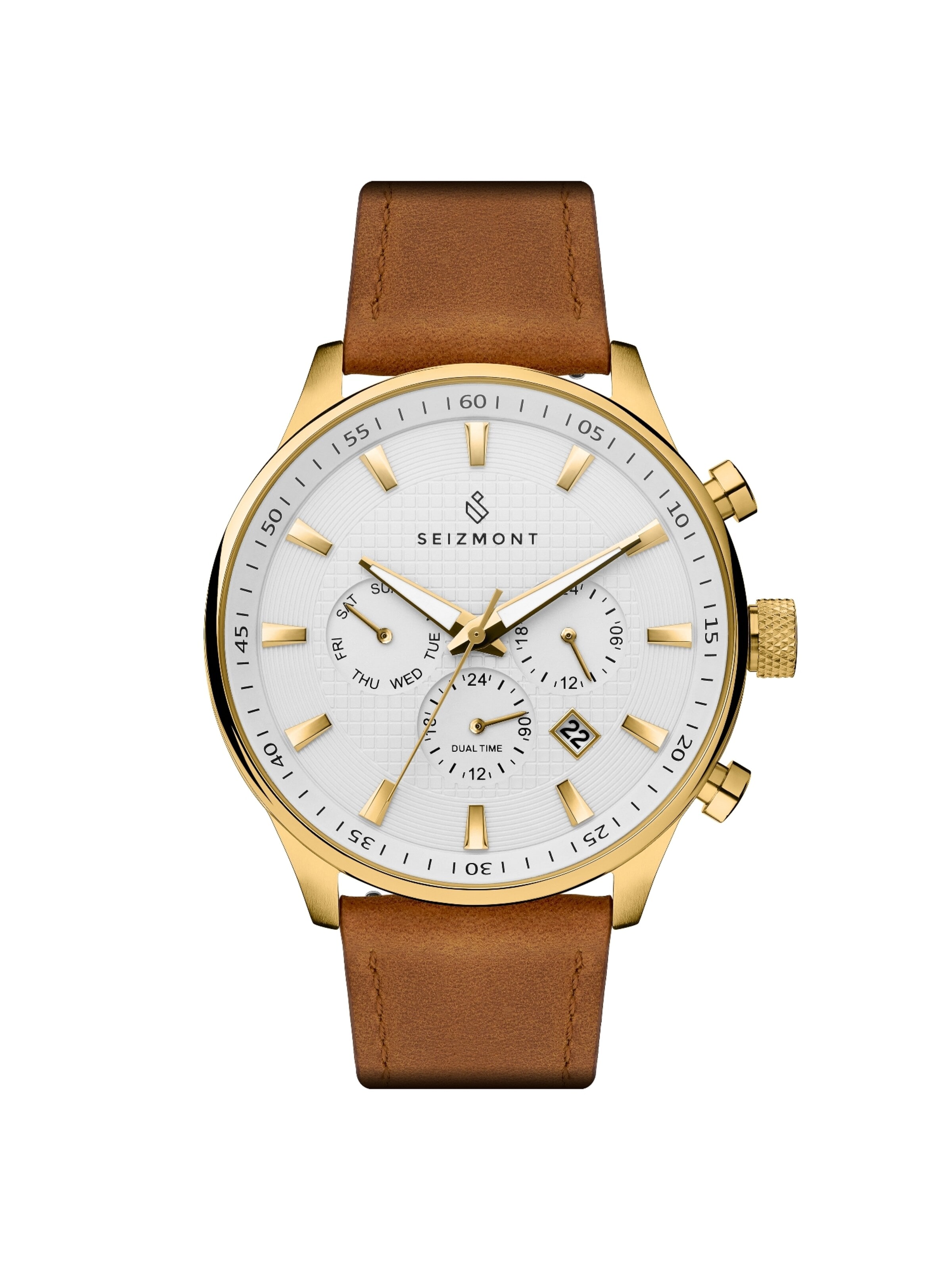 Seizmont Analog Watch 'Sofus' in Brown: front