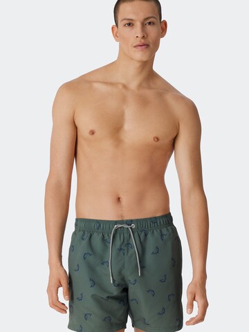 SCHIESSER Board Shorts ' Waterworld ' in Green