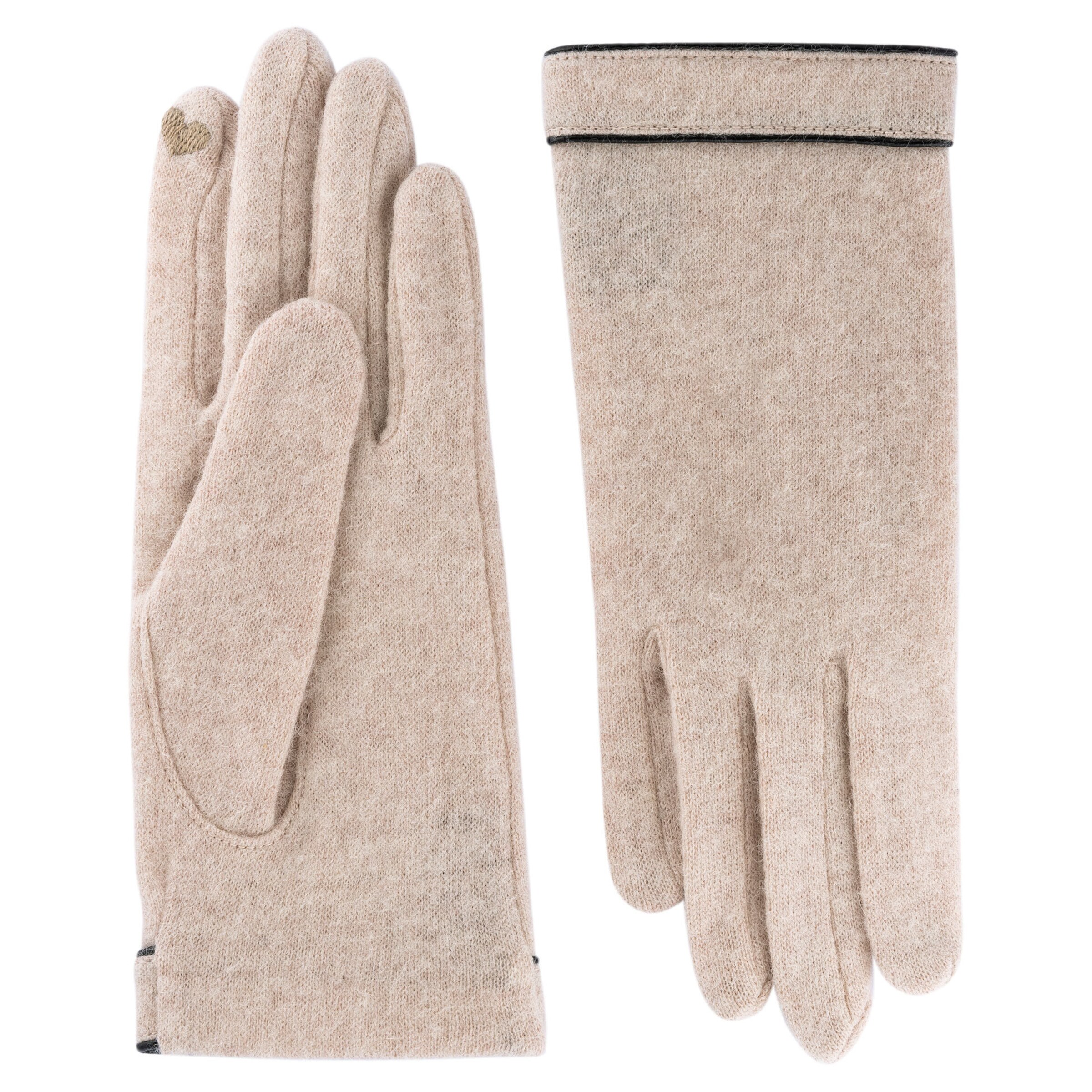 Roeckl Strickhandschuhe 'LEATHER PIPING TOUCH' in Beige: Vorderseite