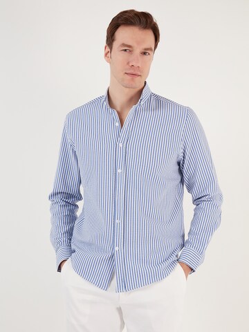 Buratti Slim fit Button Up Shirt in Blue: front