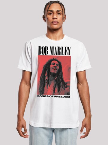 F4NT4STIC Shirt 'Bob Marley Songs Of Freedom Reggae Music' in Wit: voorkant