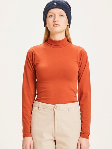 KnowledgeCotton Apparel Longsleeve ' SUSAN Roll Neck ' in Rot: predná strana