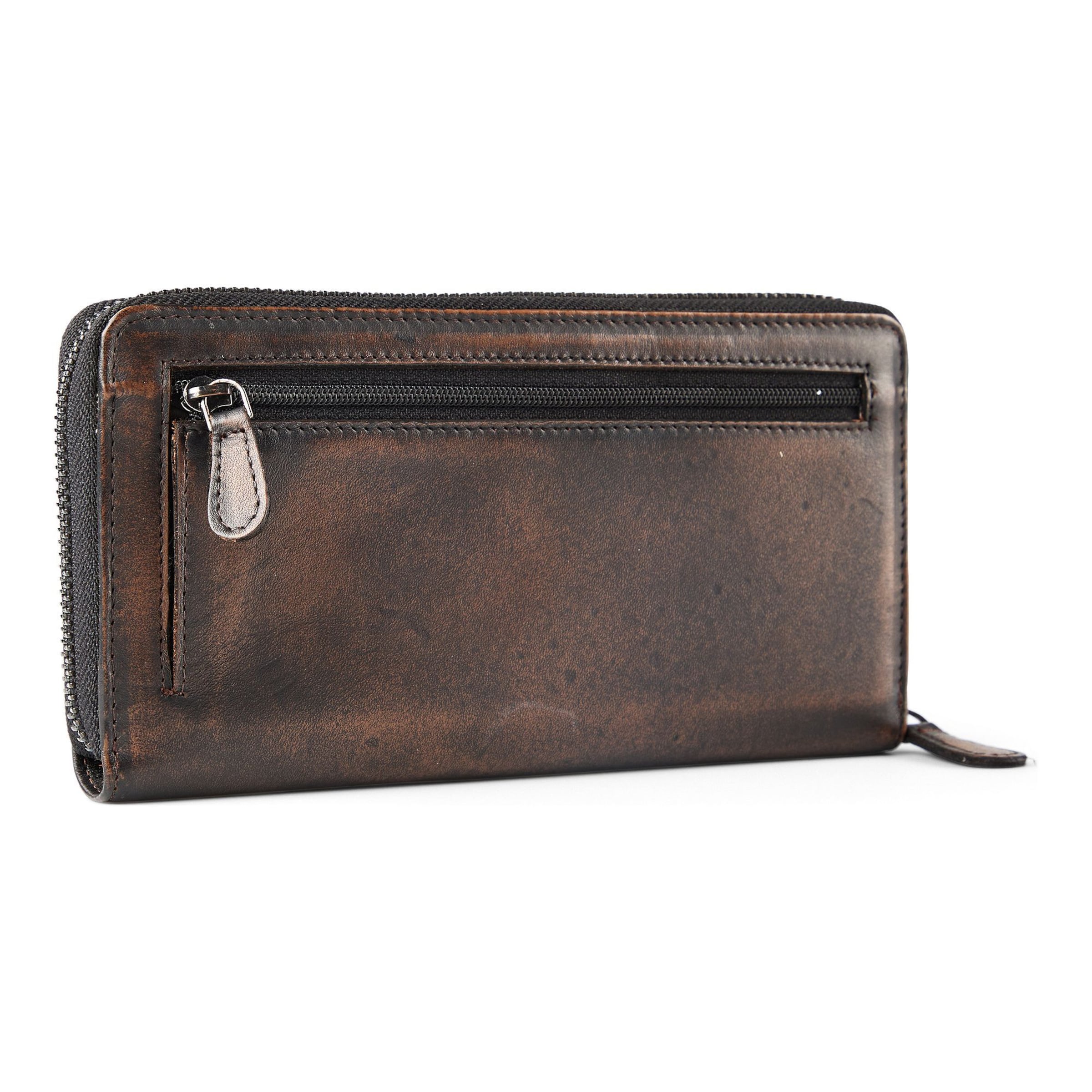 Portamonete 'Destressed' di GREENBURRY in marrone