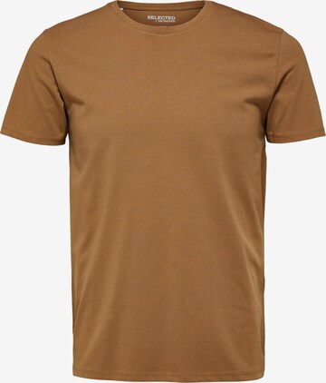 SELECTED HOMME T-shirt 'AEL' i brun: framsida