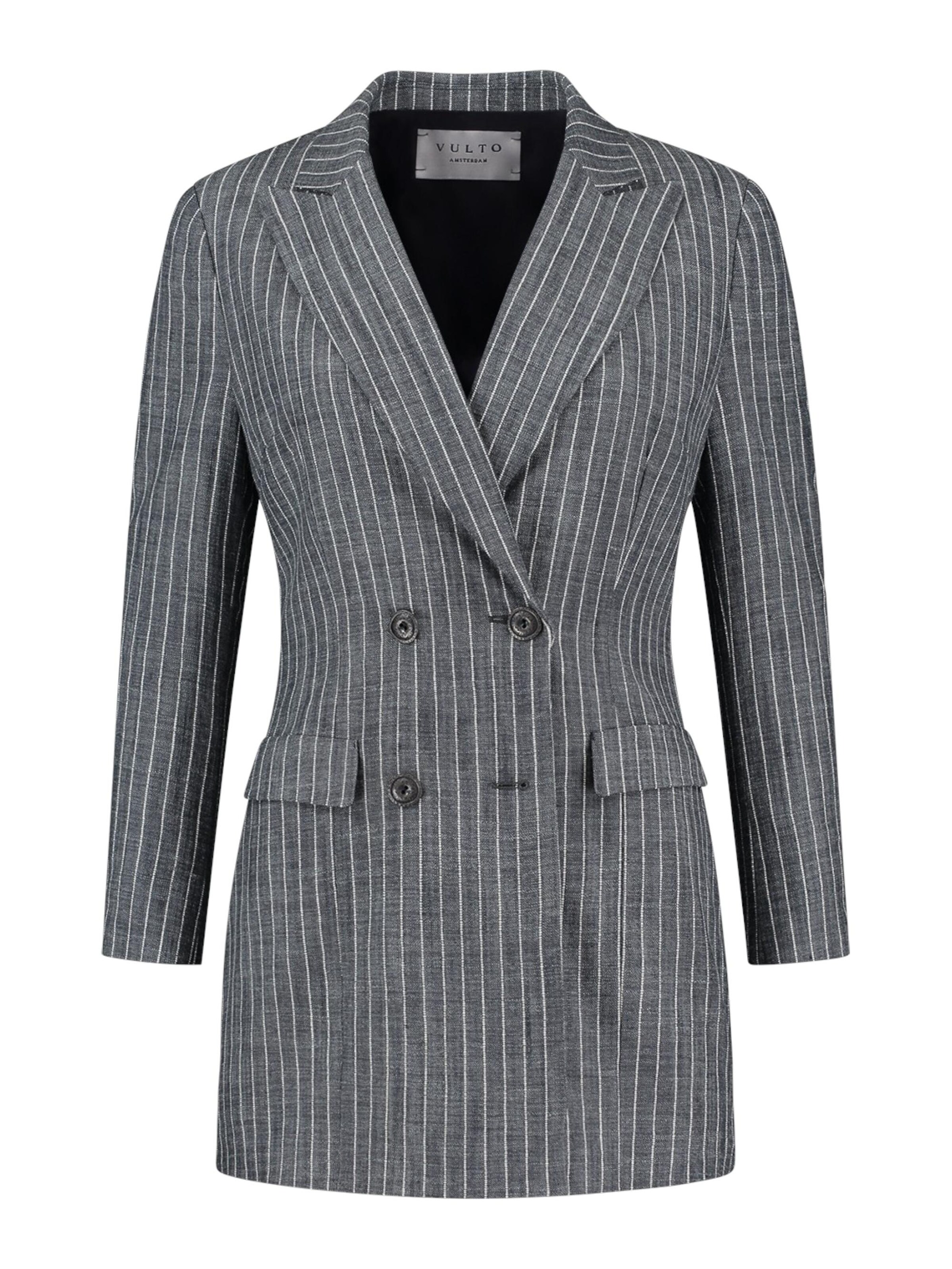 Vulto Blazer 'Pinstripe Double-Breasted Jacket' in Blue: front