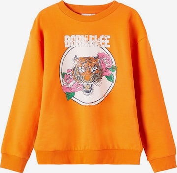 NAME IT Sweatshirt 'BORN FREE' in Orange: front