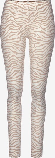 LASCANA Pantalon de pyjama 'LAS Natural Shades Leggi' en beige / blanc, Vue avec produit