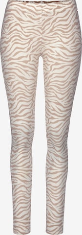LASCANA Skinny Pajama Pants 'LAS Natural Shades Leggi' in Beige: front