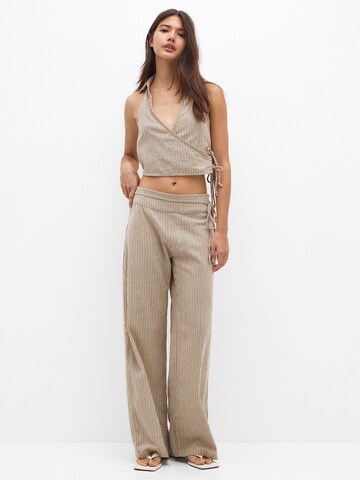 Pull&Bear Wide Leg Hose in Beige