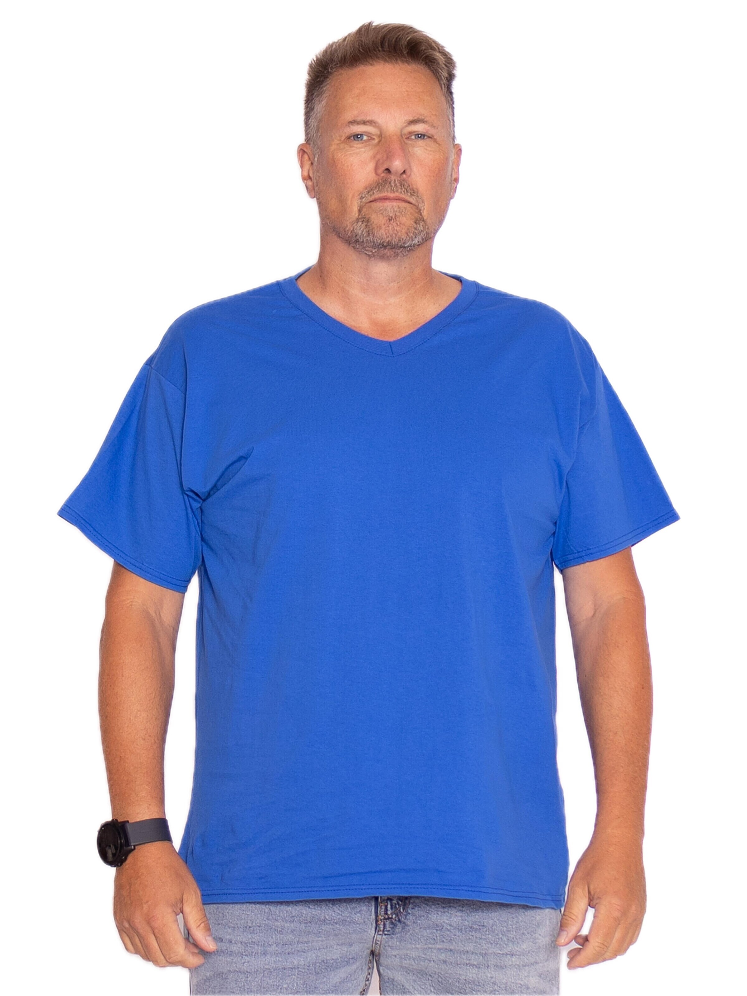 T-Shirt 'V-Neck T-shirt' FRUIT OF THE LOOM en bleu