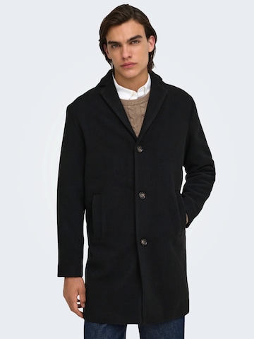 Only & Sons Between-Seasons Coat in Black: front