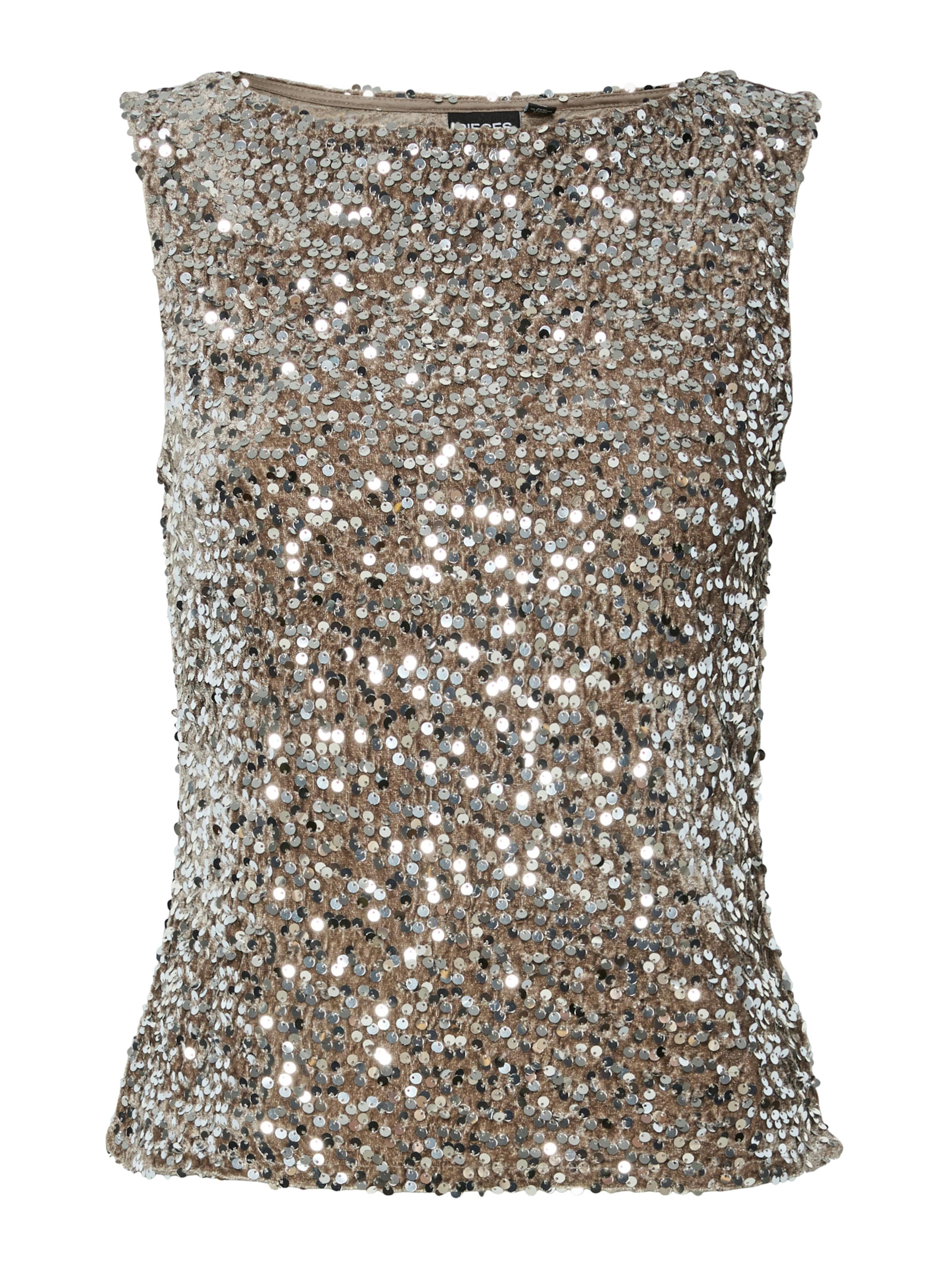 PIECES Top 'PCKAM' in Brown: front