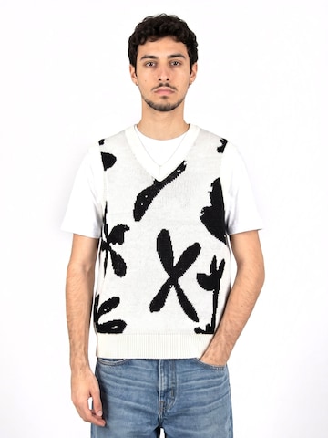 Obey Sweater Vest 'Amir Sweater Vest Unbleached Multi' in White: front
