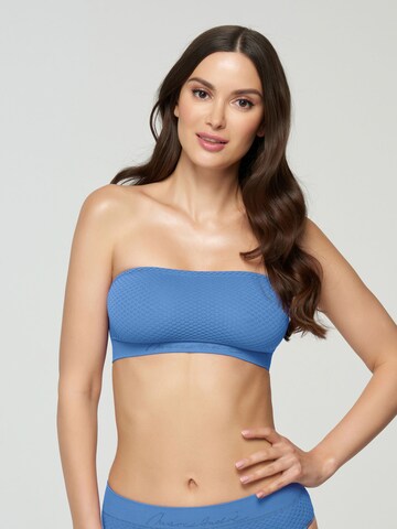 Marc & André Bandeau Bikini Top 'Seamless Touch' in Blue: front