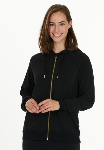 ENDURANCE Athletic Zip-Up Hoodie in Black: front