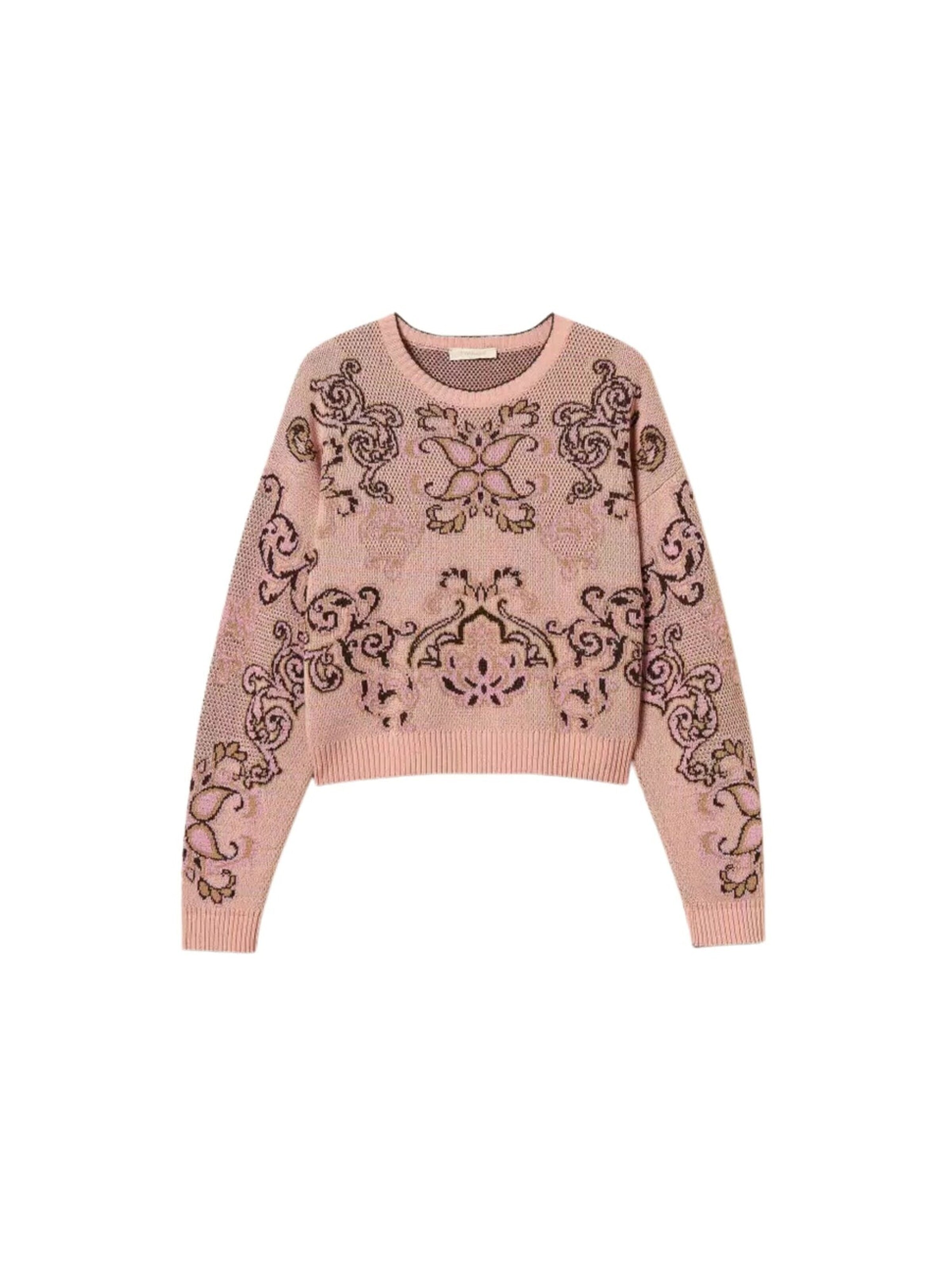Twinset Sweter 'Jacquard wool blend sweater' w kolorze różowy: przód
