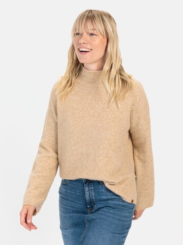 CAMEL ACTIVE Rollkragenpullover aus einem Wollmix in Beige: Vorderseite