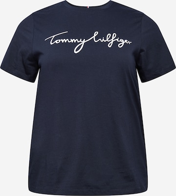 Tricou de la Tommy Hilfiger Curve pe albastru: față