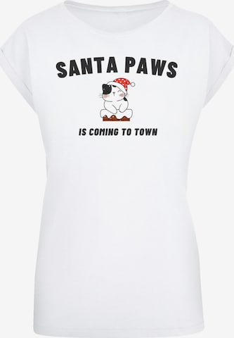 F4NT4STIC Shirt 'Santa Paws Christmas Cat' in White: front