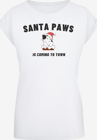 T-shirt 'Santa Paws Christmas Cat' F4NT4STIC en blanc : devant