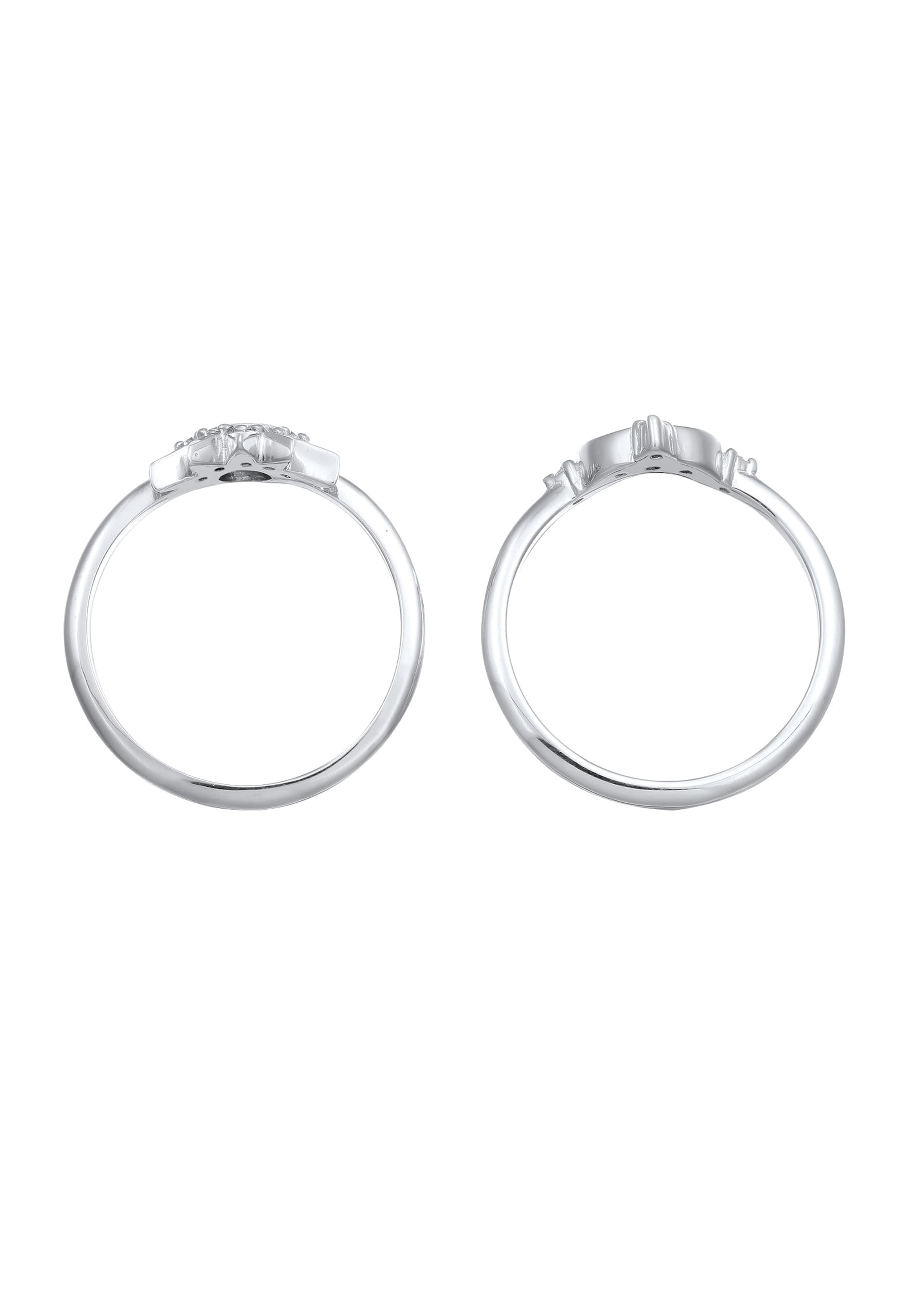 ELLI Кольцо 'Sonne und Mond' в Серебристый