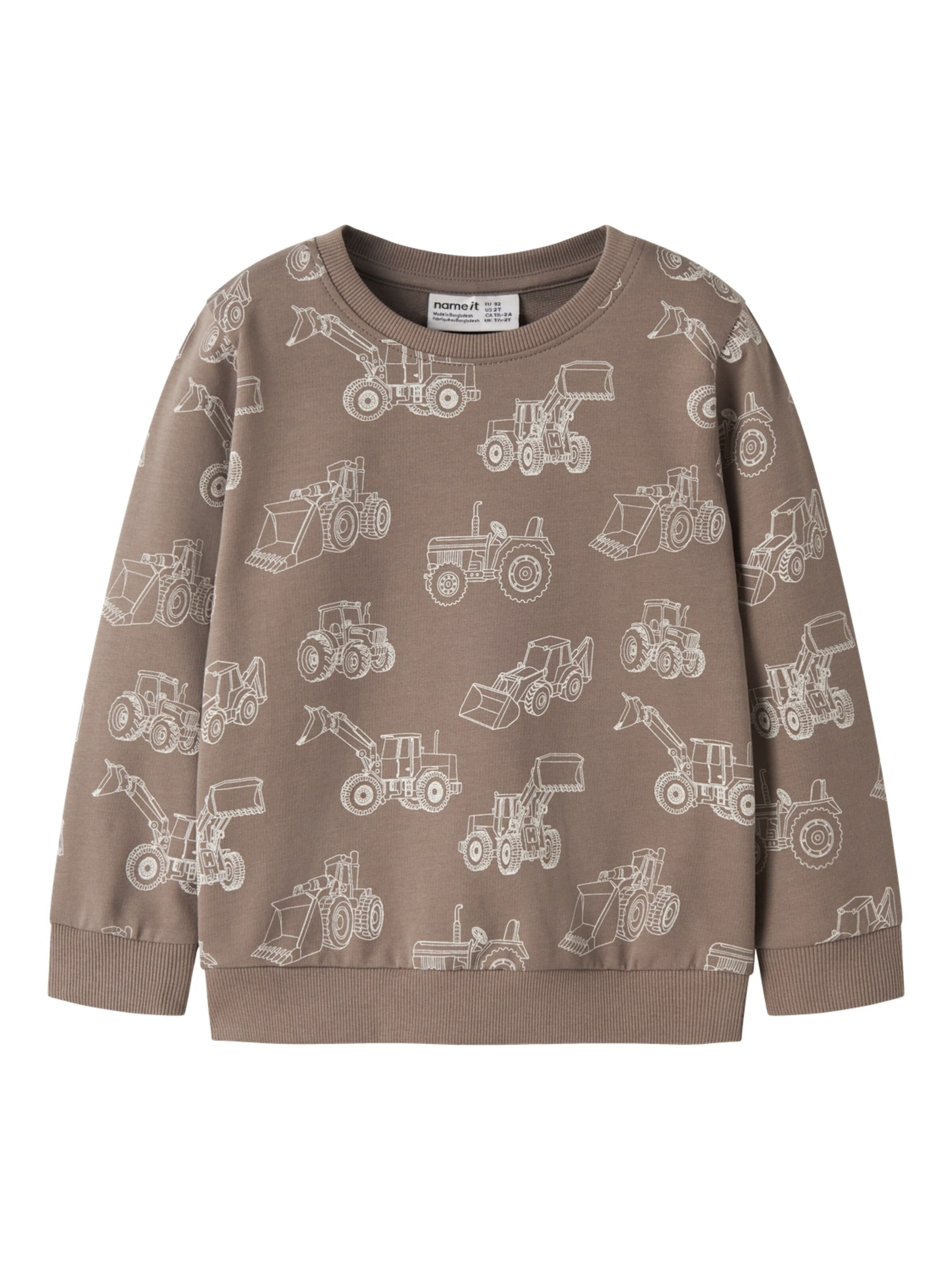 NAME IT Sweatshirt 'Sweatshirt NMMVARON LS AOP SWT UNB' in Grey: front