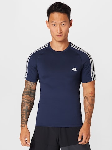 ADIDAS PERFORMANCE Sportshirt 'Techfit 3-Stripes ' in Blau: predná strana