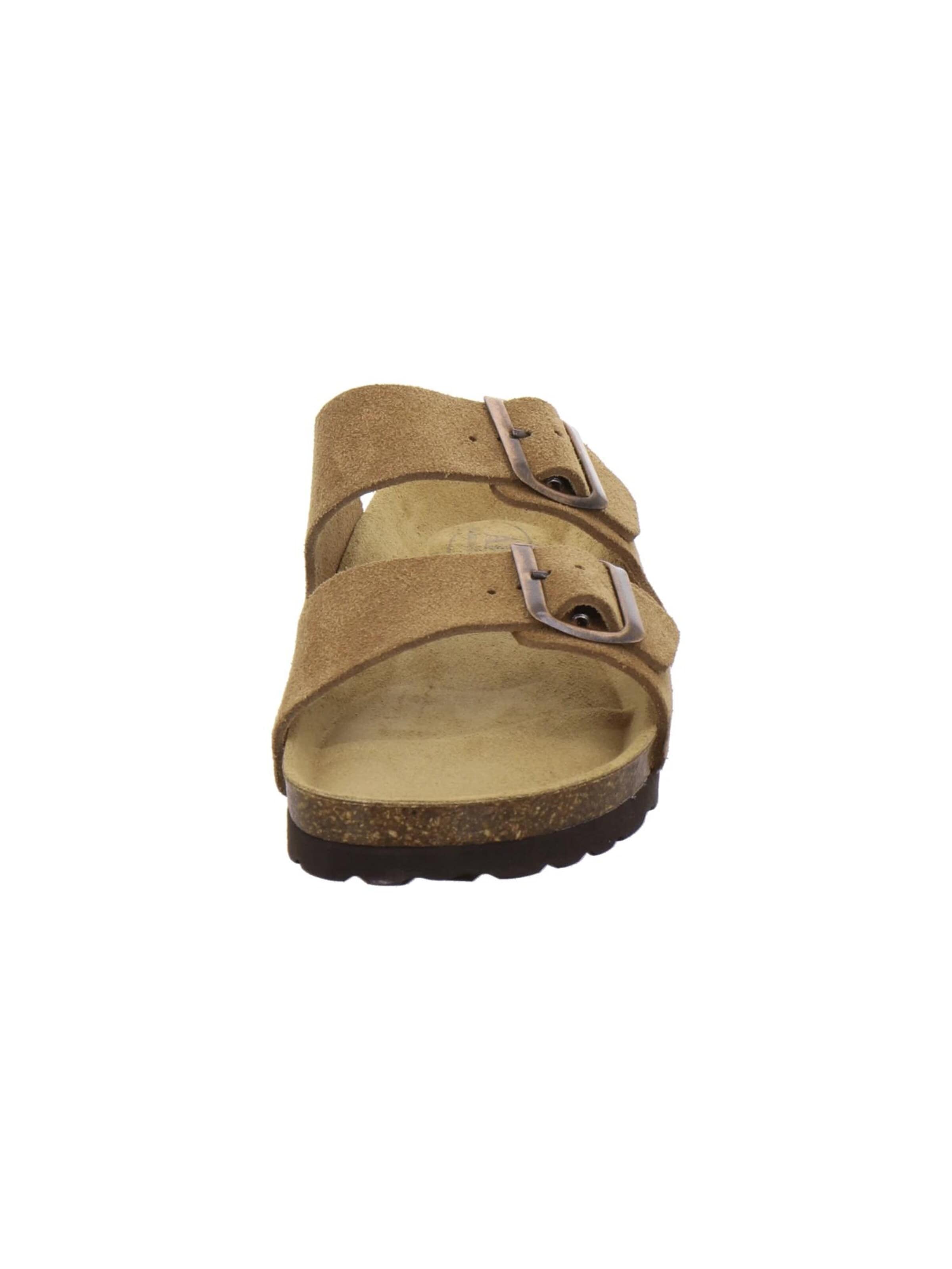 AFS-Schuhe Pantolette 'Pantoletten Damen Zweischnaller cognac Veloursleder'‌‌‌‌‌‌‌‌‌‌ in Braun