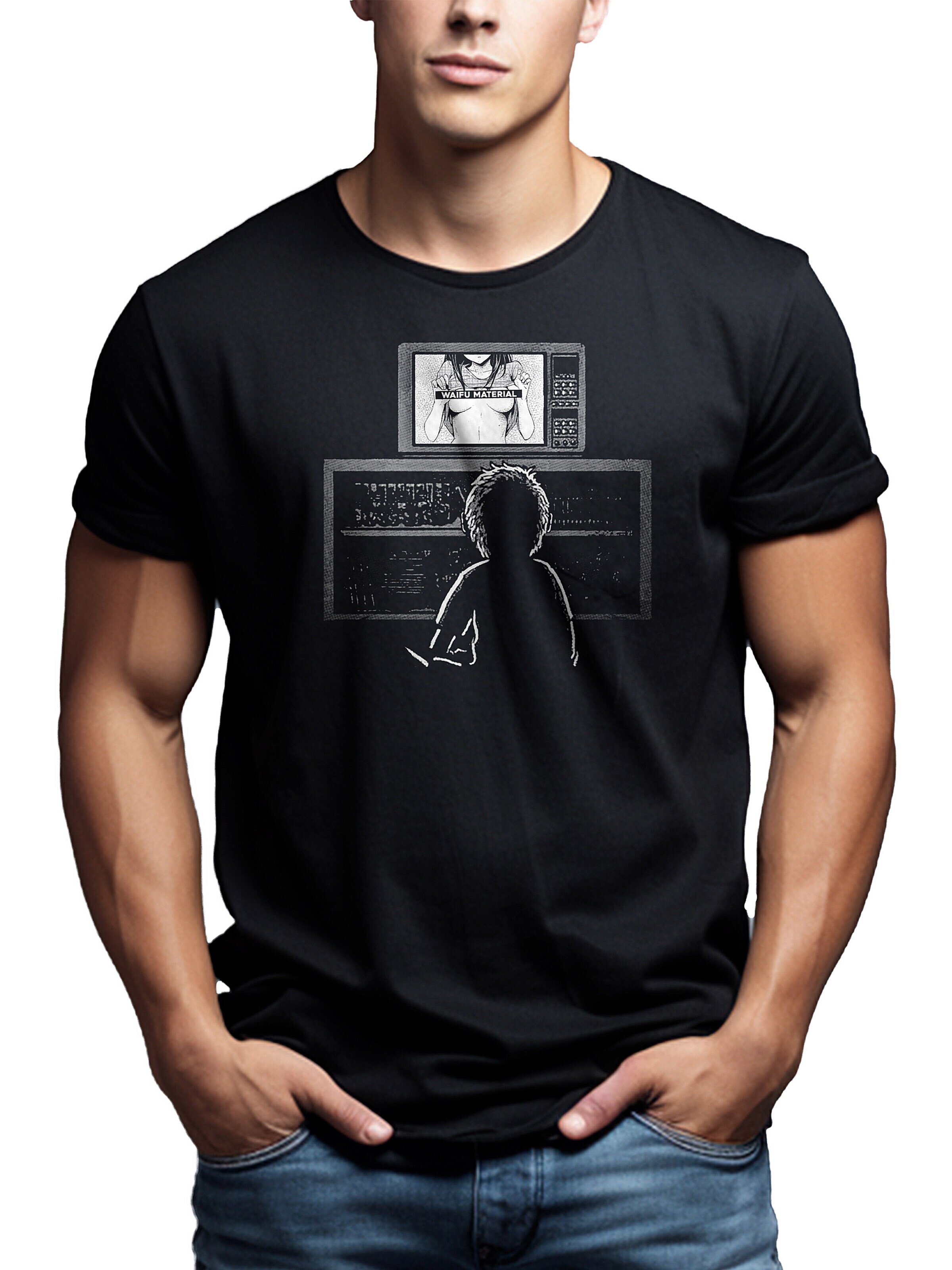 MAKAYA Shirt 'Waifu Material' in Black