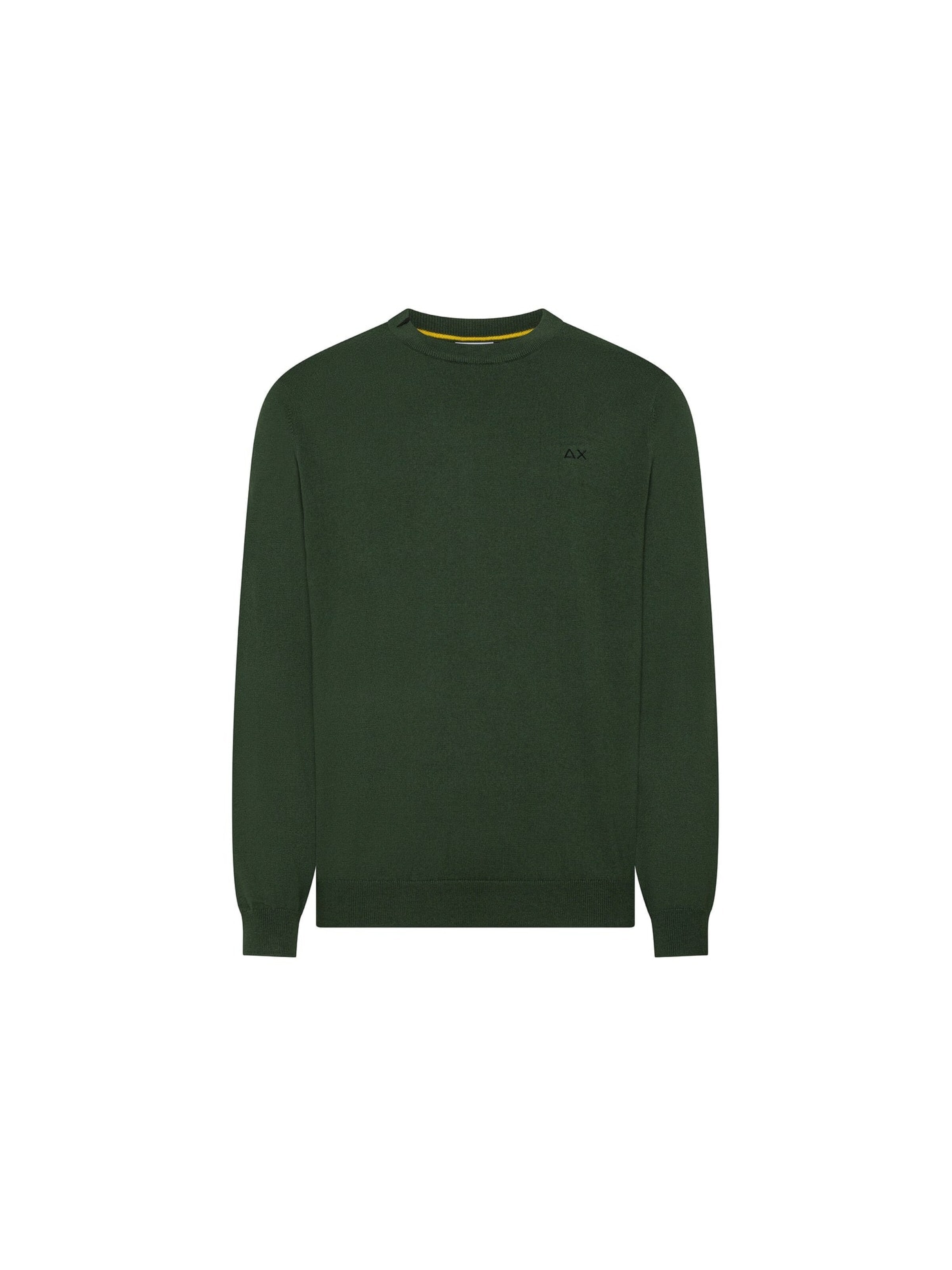 SUN68 Sweater 'Men's Dark Green Wool and Cotton Crew Neck Sweater' in Green: front