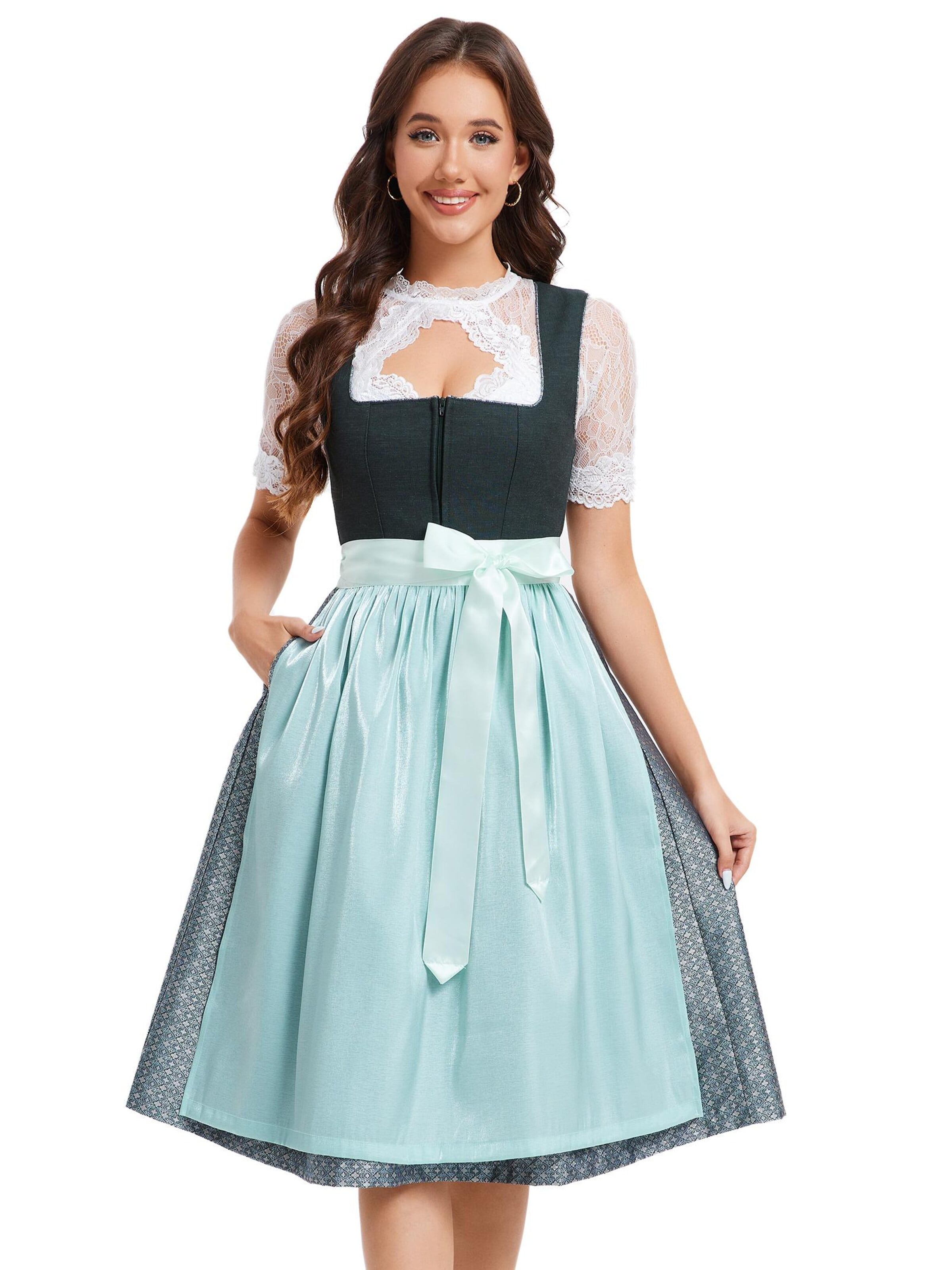 Yesfashion Dirndl in Grün: Vorderseite