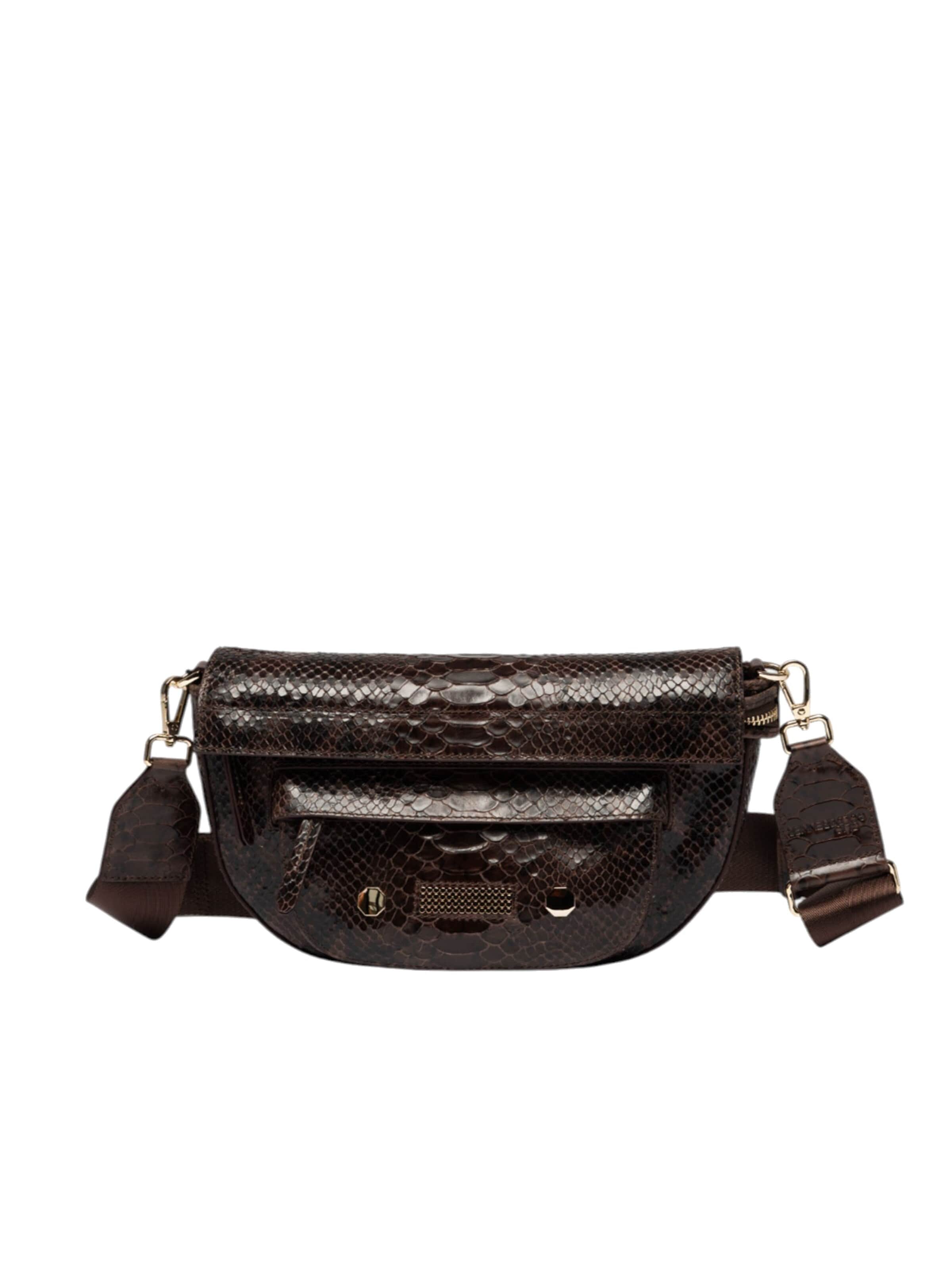 Clio Crossbody Bag 'NEPTUNE 2.0 PYTHON (CHOCOLATE BROWN)' in Brown: front