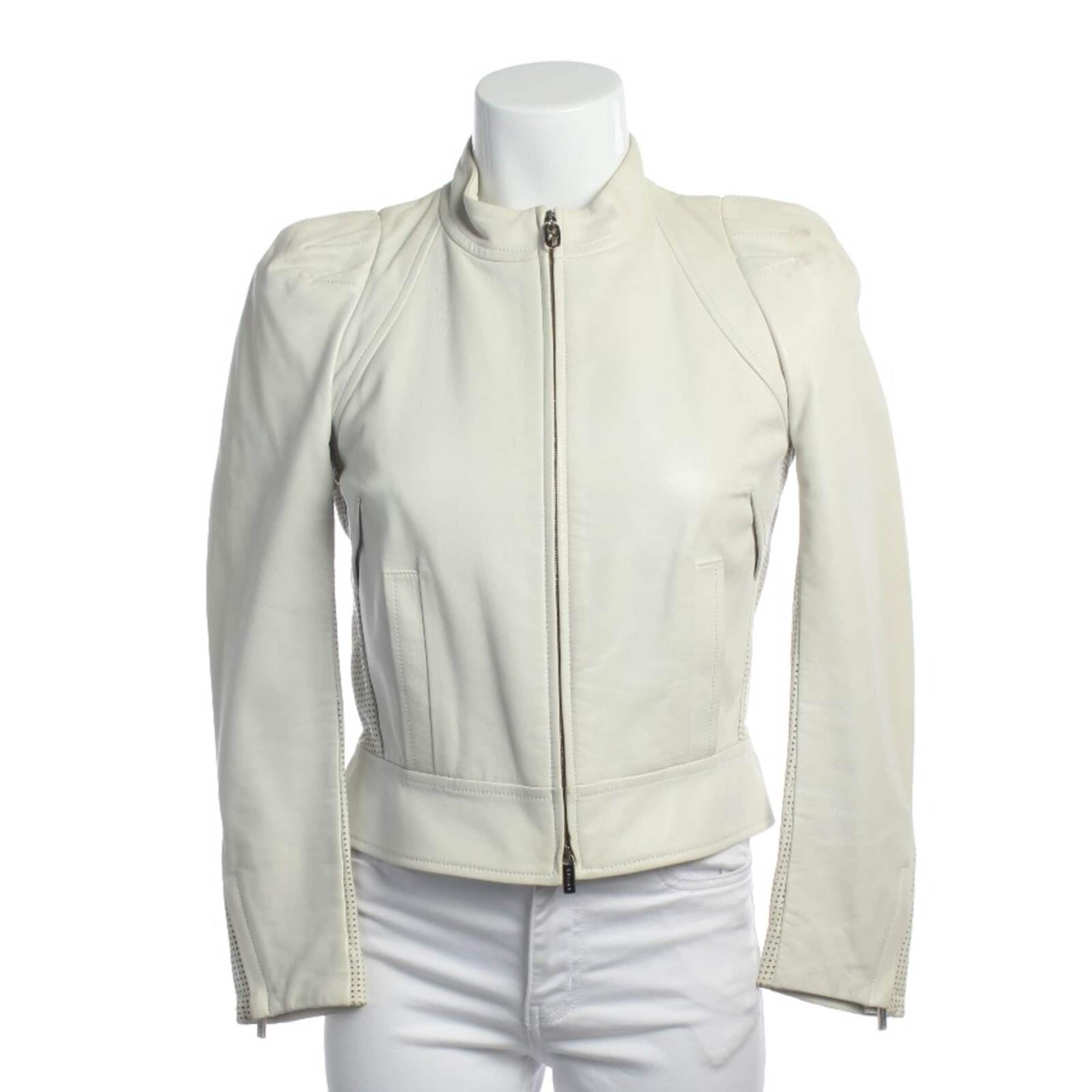 Céline Lederjacke / Ledermantel S in Grau: Vorderseite