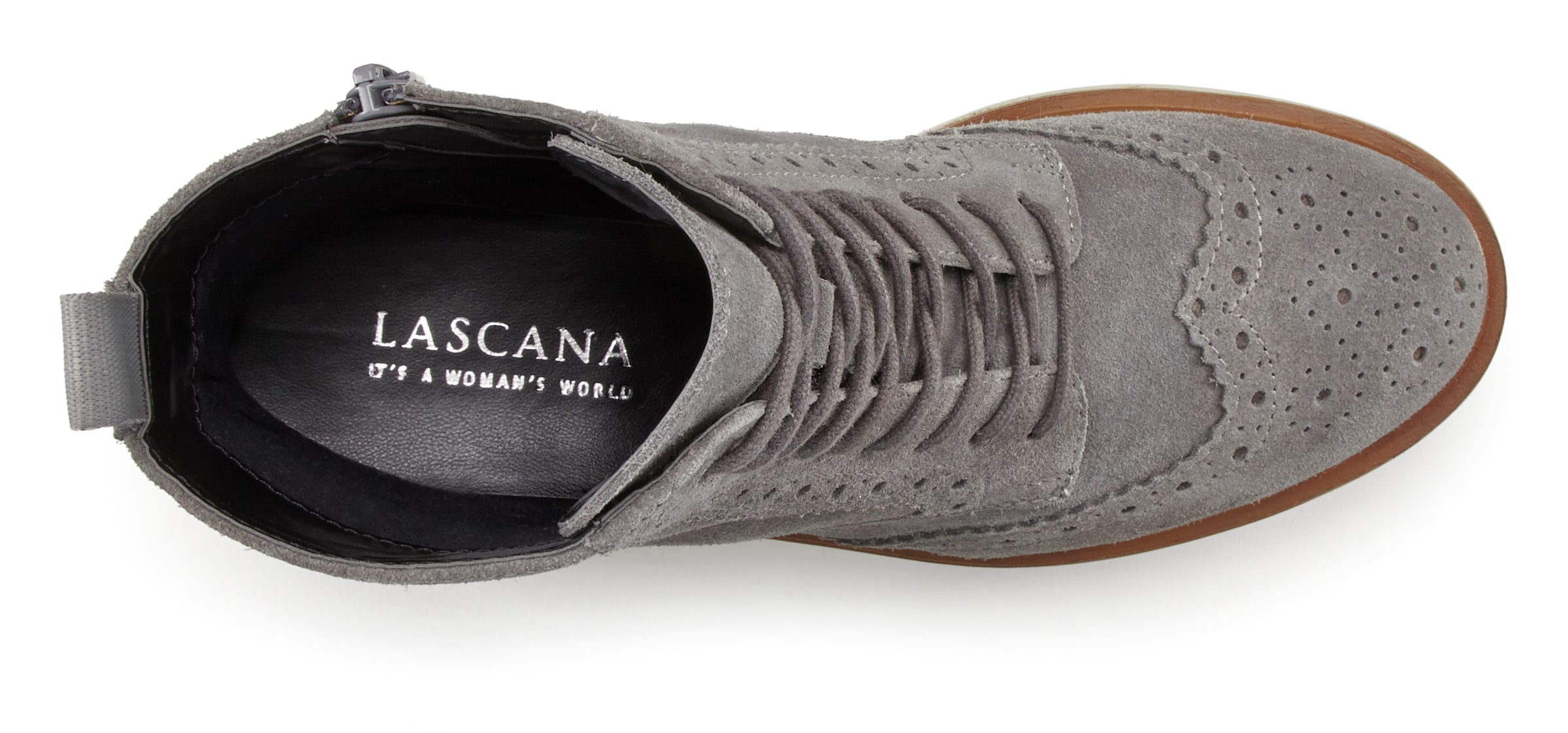 LASCANA Lace-up bootie in Grey