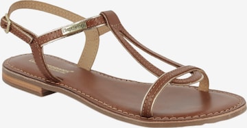 Les Tropéziennes Sandaal 'Hamatrio-Ledersandalen' in Bruin: voorkant