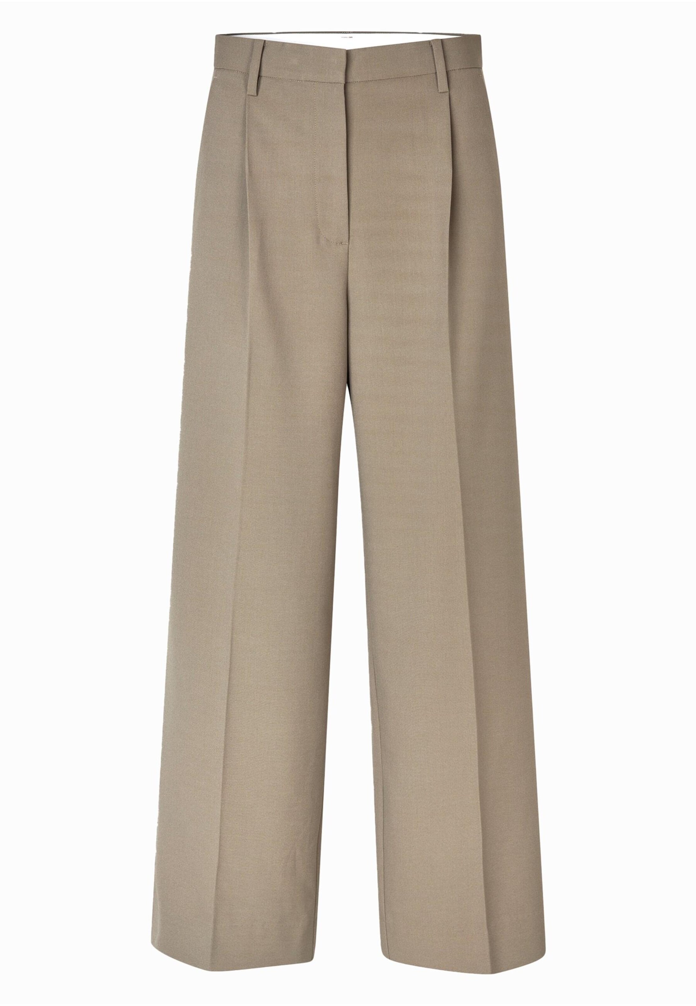 SECOND FEMALE Wide leg Pleat-front trousers 'Carlane' in Brown: front