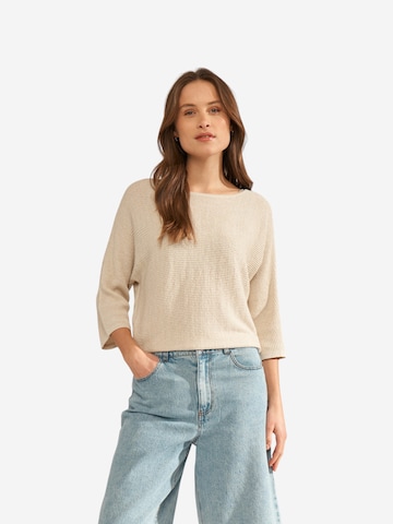NÜMPH 3/4 Ärmel-Strickpullover 'NUDINEA PULLOVER ' in Beige: Vorderseite