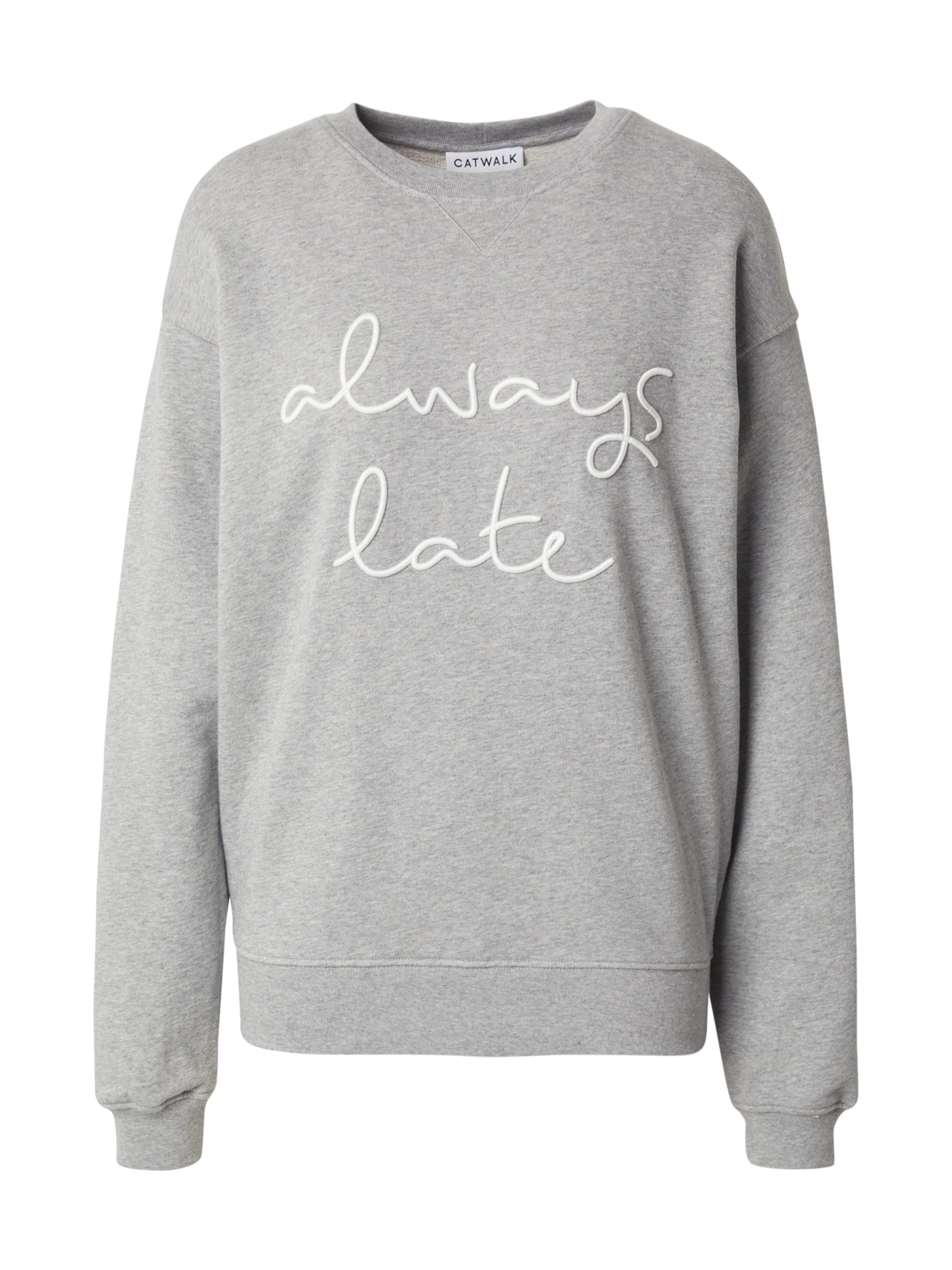 CATWALK JUNKIE Sweatshirt 'Always late' in Grey: front