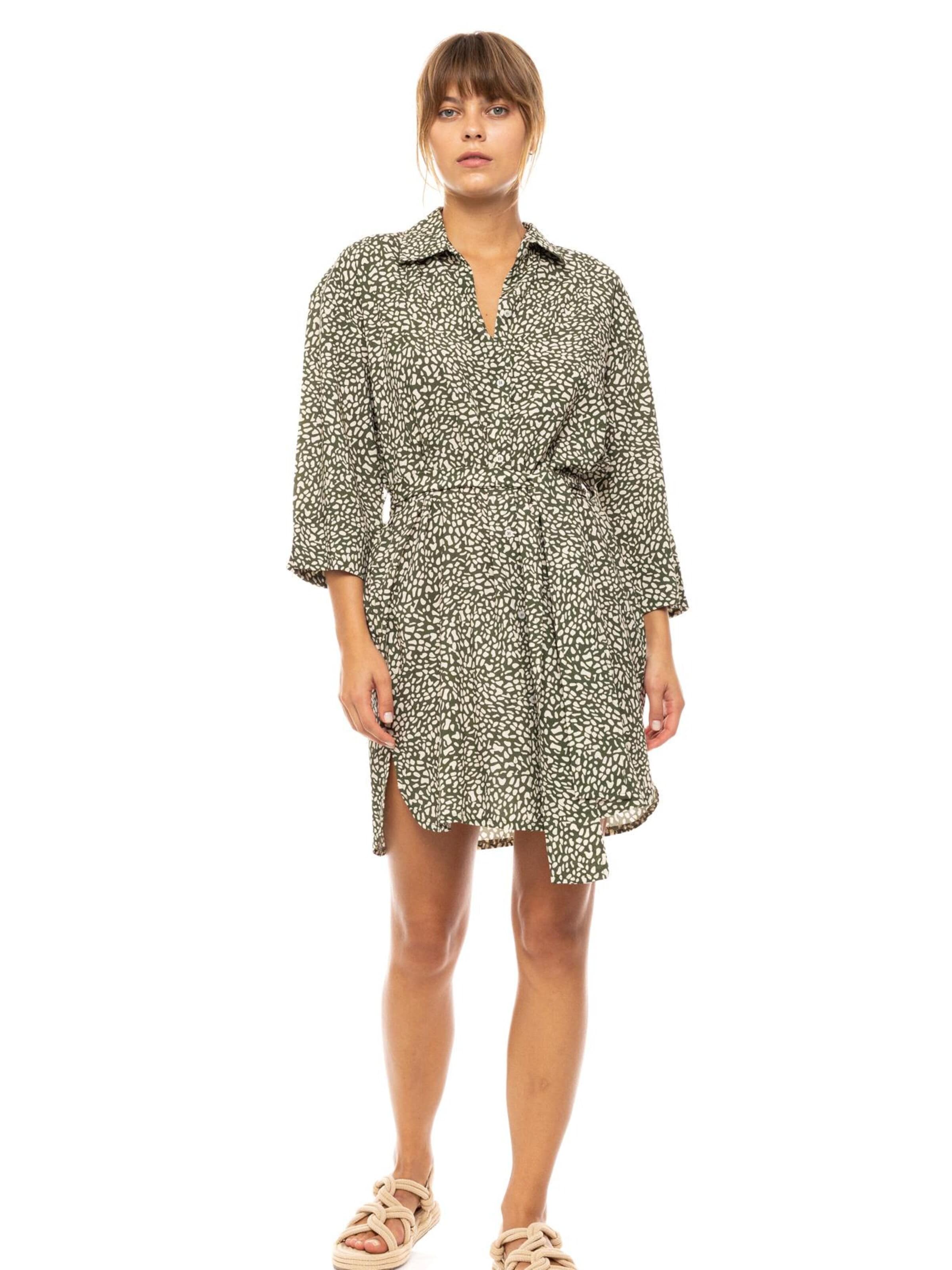 Pink Label - Vestido camisero 'BEACHWEAR DITSY GREEN' en verde: frente