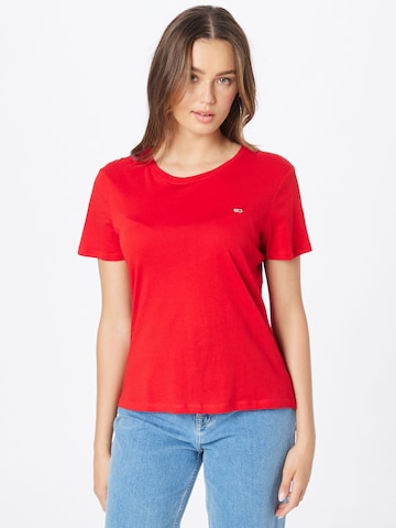 Tricou de la Tommy Jeans pe roșu: față