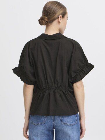 ICHI Bluse mit Puffärmeln in Schwarz