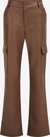 évasé Pantalon cargo WE Fashion en marron : devant