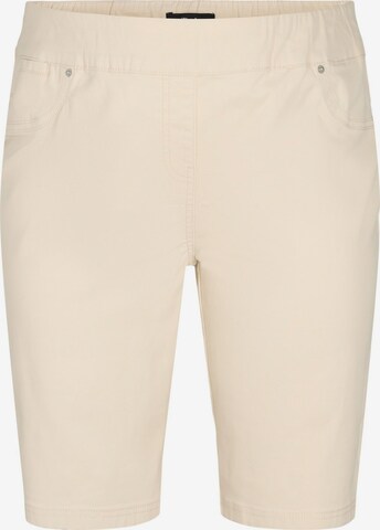 Coupe slim Pantalon 'Vmei' Zizzi en beige : devant