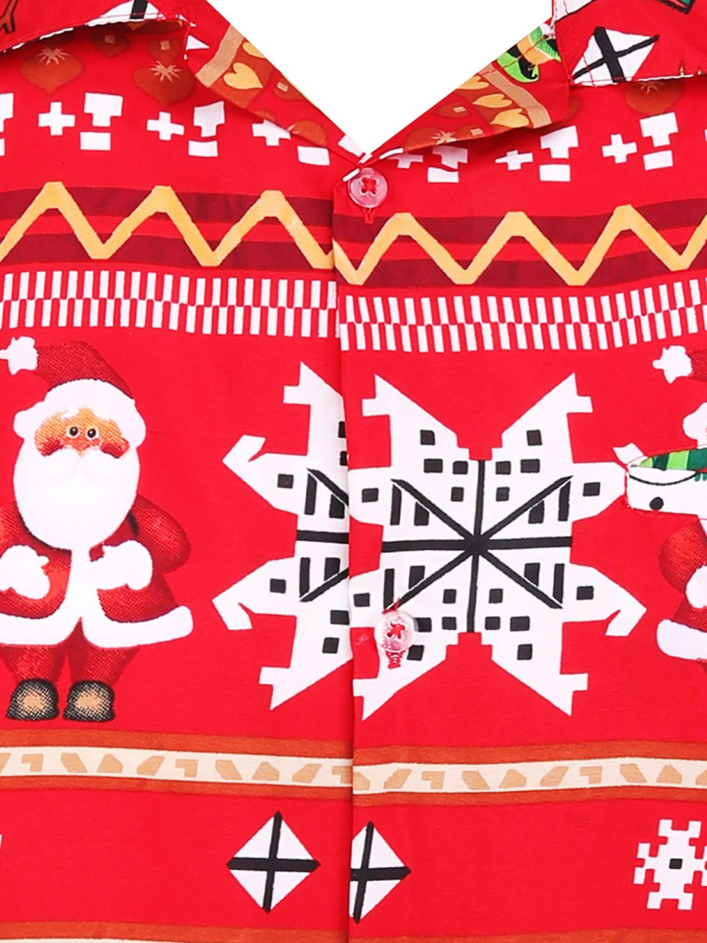 King Kameha Regular Fit Hemd 'Christmas Rows'‌ in Rot