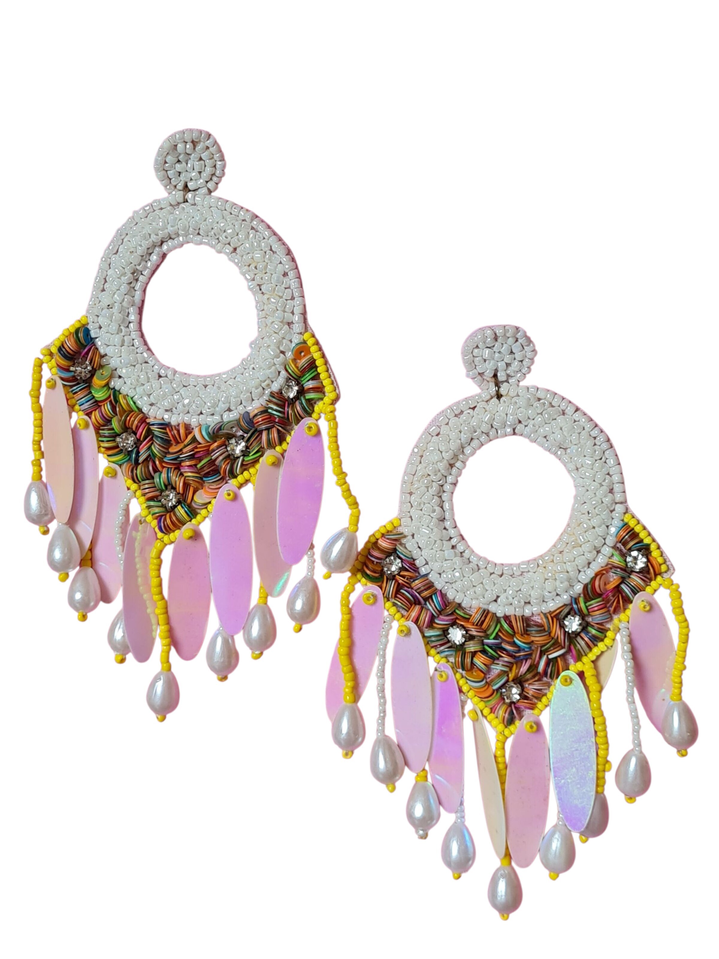 PfauGermany Earrings 'Hangeing Beads' in White